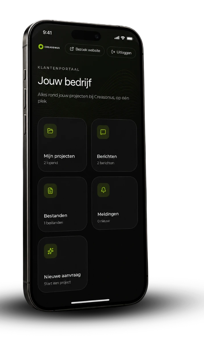 Creasonus klantenportaal op een iPhone