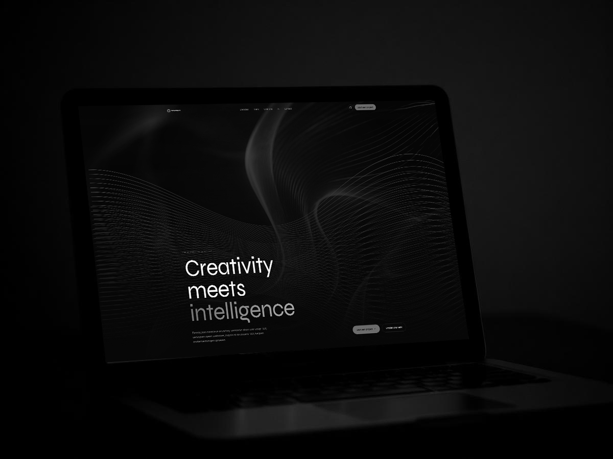 Laptopscherm met een minimalistisch website-raster